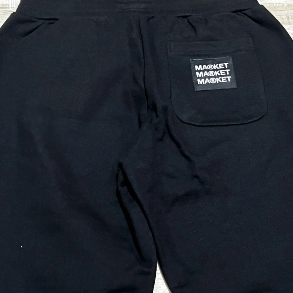 Market Studios men’s sweatpants joggers black green print size medium pockets‎